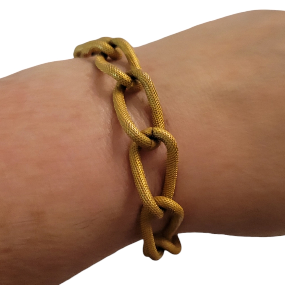 Anne Klein Goldtone Chain Bracelet Toggle Textured